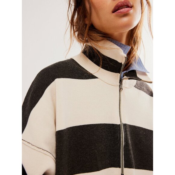 FREE PEOPLE Coastal Stripe Pullover / Carbon Champagne - Picture 3 of 8